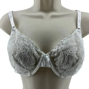 Victoria Secret White Unlined Demi Lace Underwire Bra Size 38D